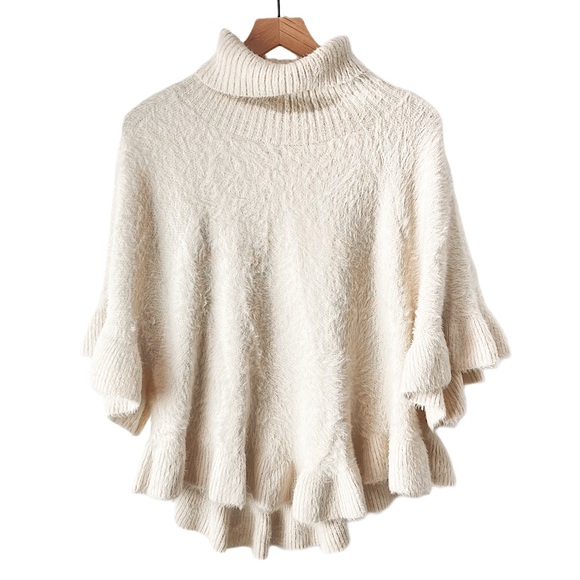 AKEMI + KIN | Teddy Bear Faux Fur Poncho Sweater - Picture 1 of 8
